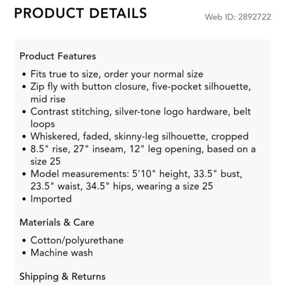 Hudson Tally Crop Skinny Jeans In Encounter Size 28 - Picture 11 of 11